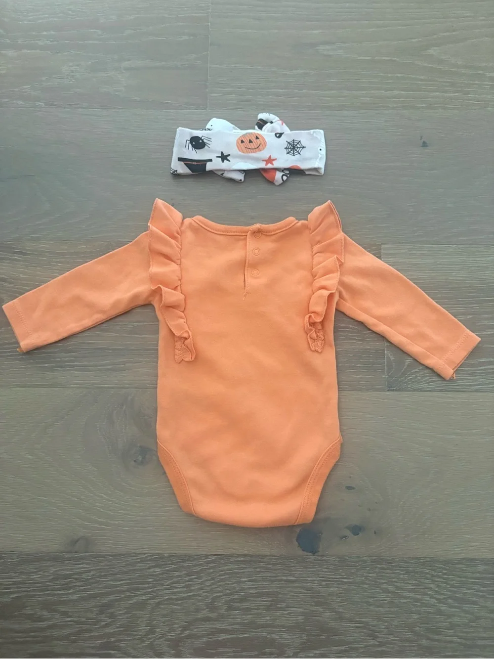 My First Halloween Orange Baby Bodysuit with Headband, size 3-6 months